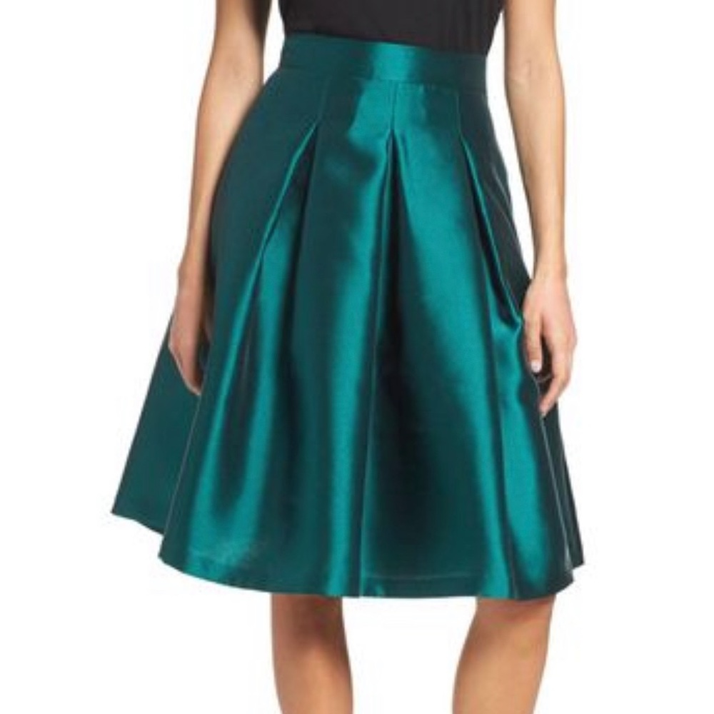 Eliza J Pleated Green Skirt